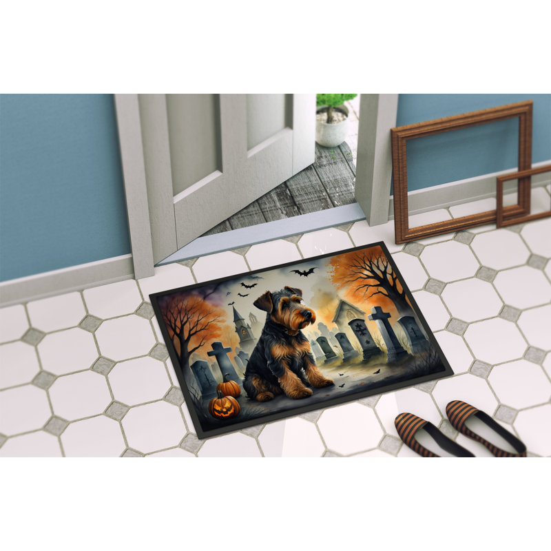 Halloween Airedale Terrier 24x36 Polyester Felt Doormat