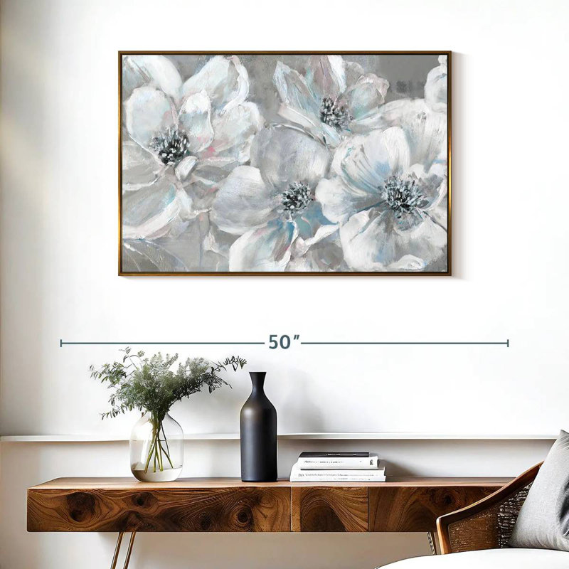 Bleu sarcelle tendre, Cadre flottant doré, 37 po x 25 po