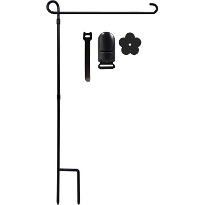 Weatherproof Metal Garden Flag Stand with Clip and Stopper - Yard Flagpole for Outdoor Decor