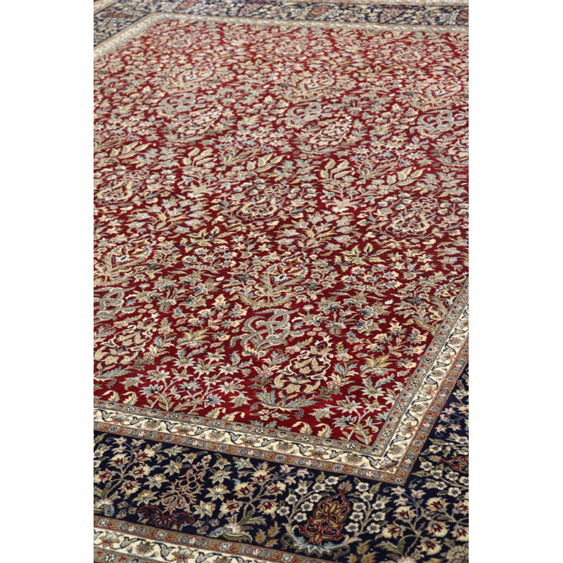 Tapis rouge / bleu marine 9 pi 3 po x 12 pi 9 po Manchester Kashan