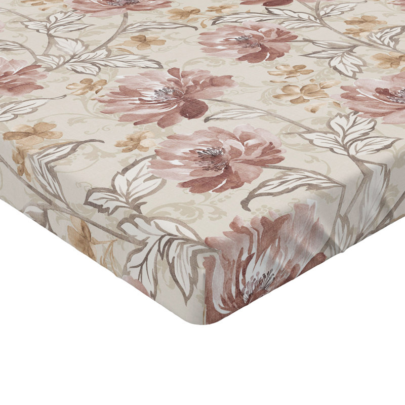 Drap-housse à motif floral Ambesonne, Drap-housse simple TG, Coquille d'œuf, rubis pâle / floral