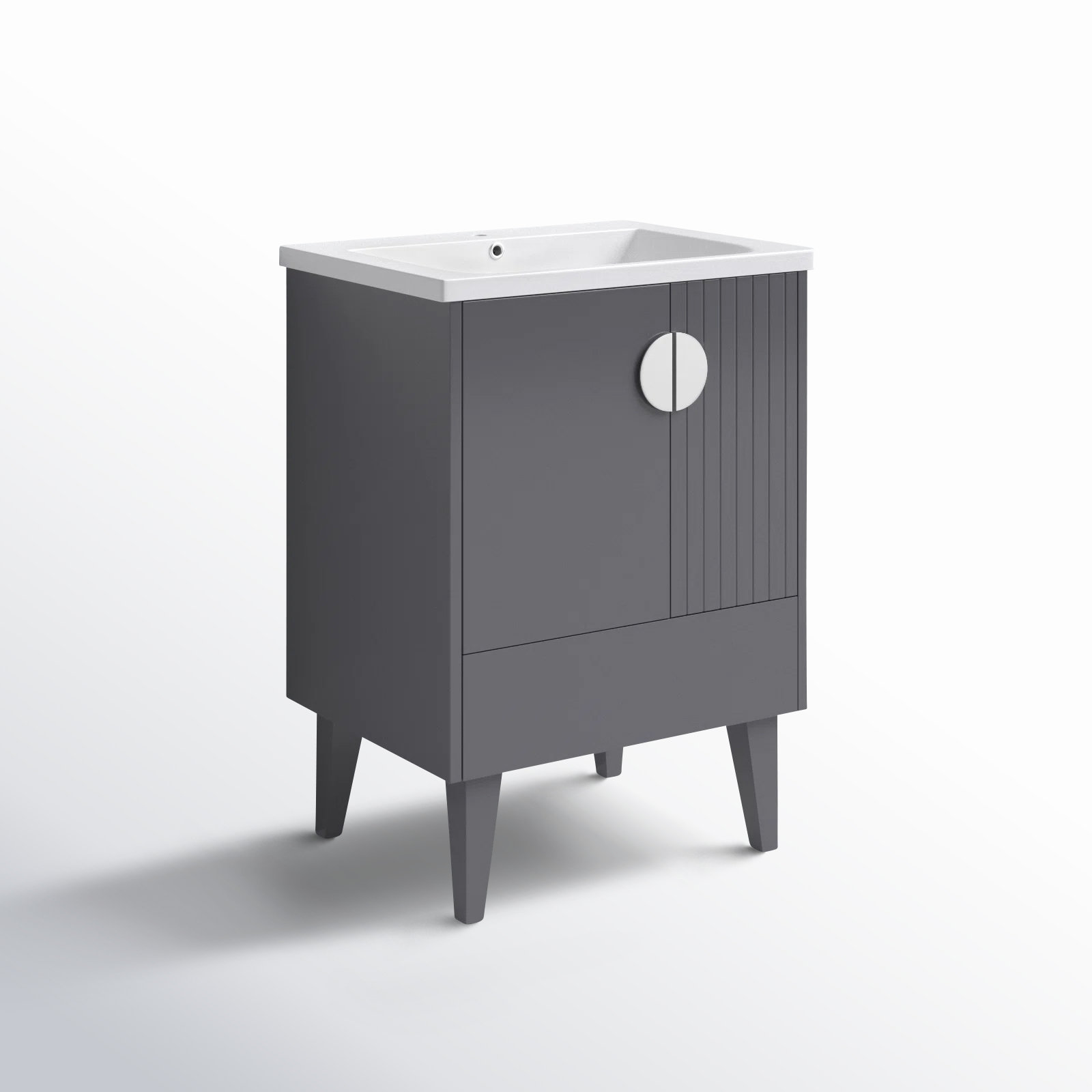 Saimah 24'' Single Bathroom Vanity, Polished Chrome, Rock Gray