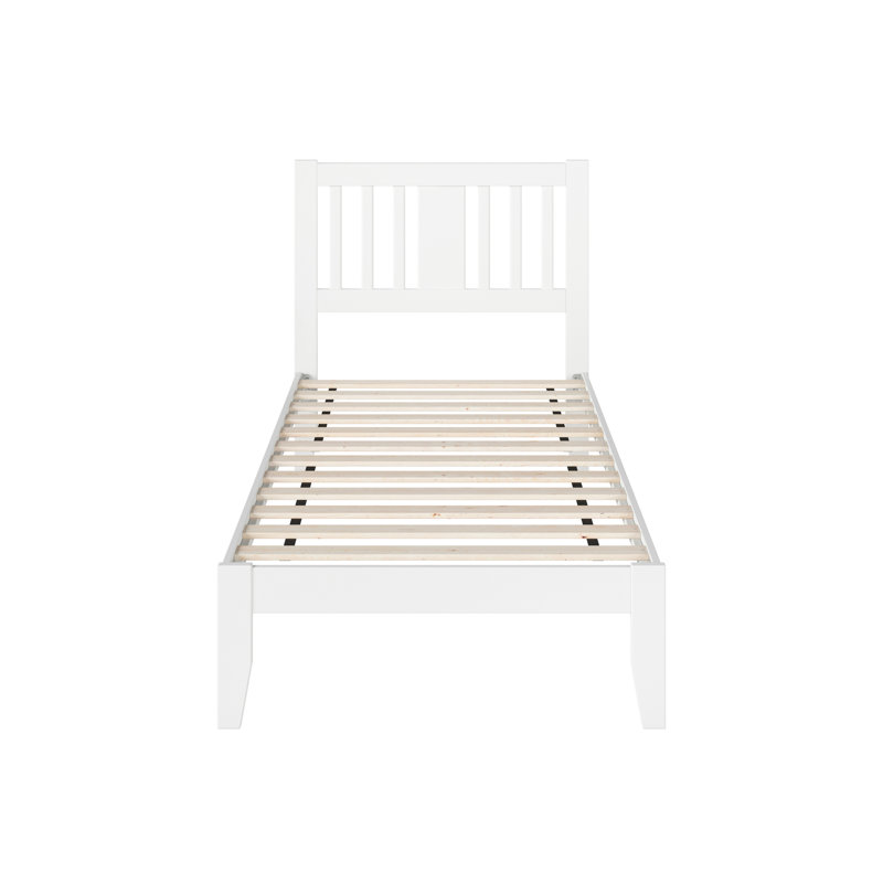 Zosia Solid Wood Slat Bed, Twin, White