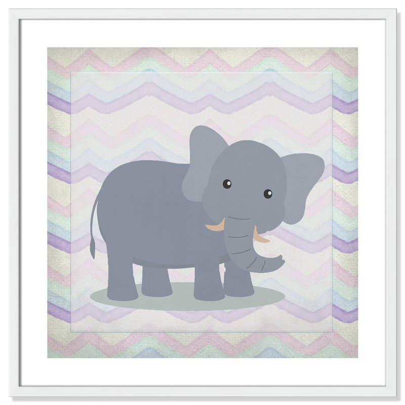 Art de l'éléphant rose, Encadré de boîte blanc, H 26,5 po x l 26,5 po x P 1,18 po