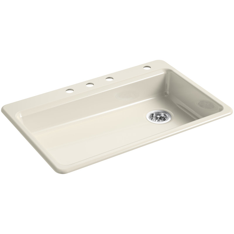 Riverby 33" L x 22" W Top Mount Single Bowl Kitchen Sink, Almond