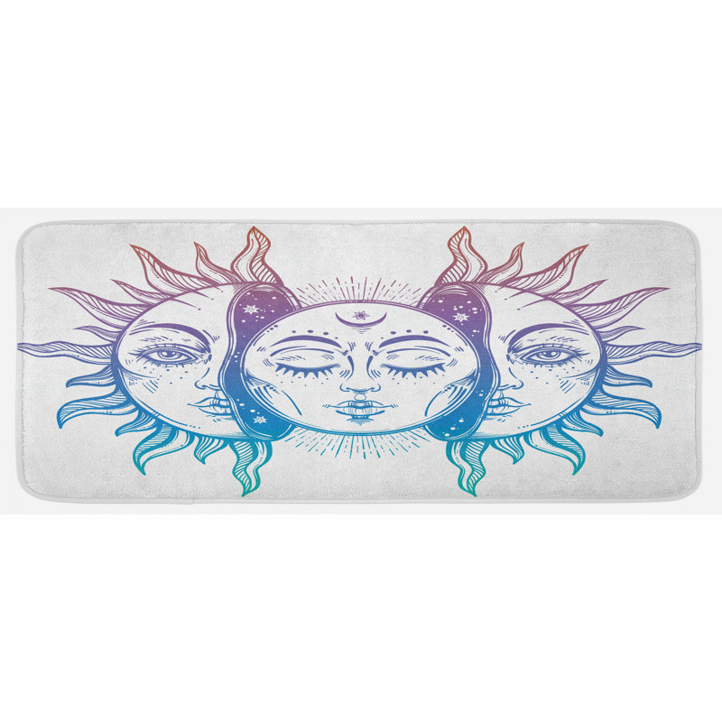 Tapis de cuisine lilas bleu et blanc
