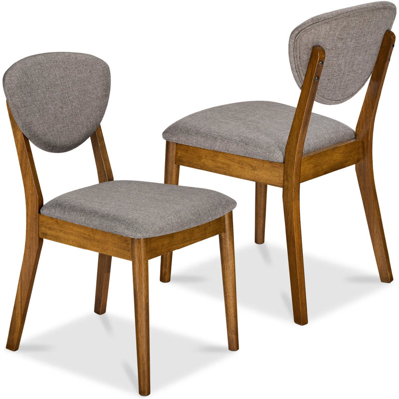 2-Piece Dining Chair, Walnut, Medium Gray