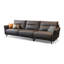 Canapé modulaire noir en cuir véritable-1053093488