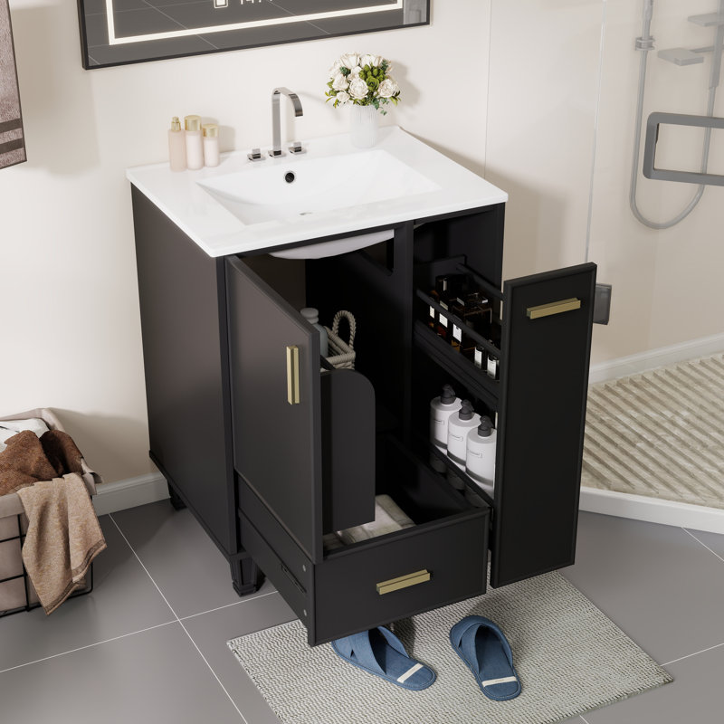 Meuble-lavabo 24 po avec lavabo, Noir