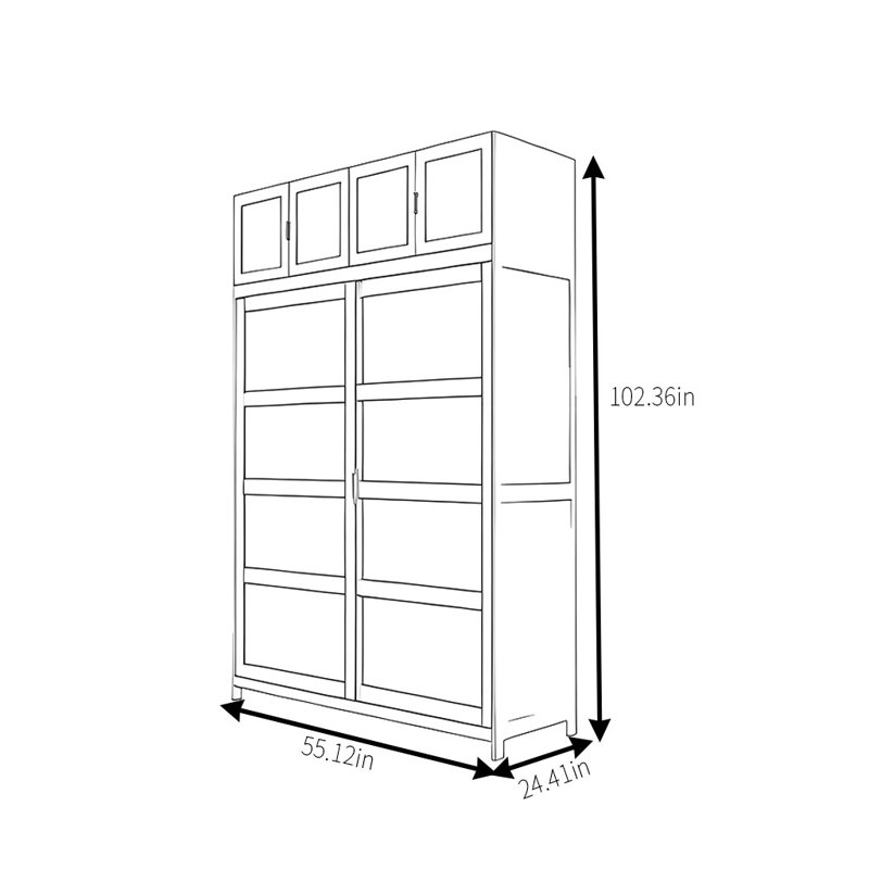 Garde-robe rétro pratique et classique, H 102,36 po x l 55,12 po x P 24,41 po, Burlywood