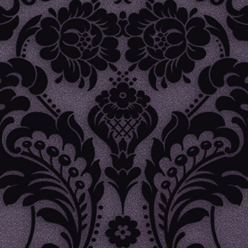 Damask Metallic Wallpaper Double Roll, Purple/Black