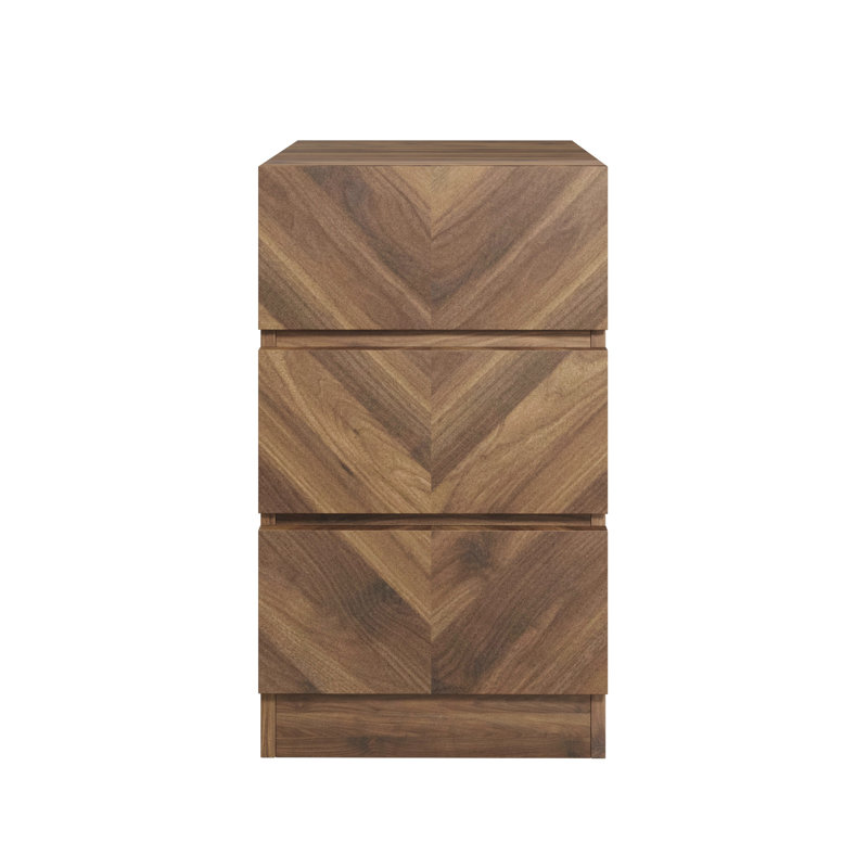 Kascha 3 Drawer Bedside Table, Individual, Walnut