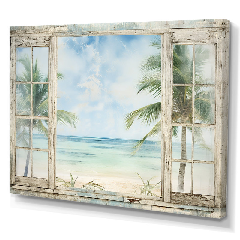 Décoration tropicale fenêtre tropicale horizon II - fenêtres côtières, H 30 po x l 40 po x P 1,5 po, Toile tendue