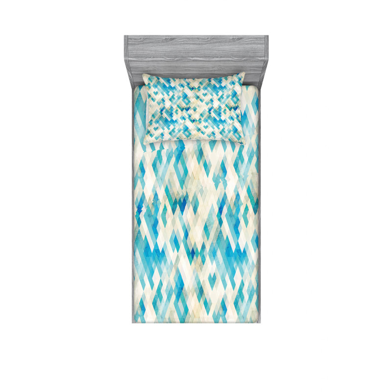 Ensemble de draps géométriques Modern Grunge, Ensemble de draps pour lit simple avec drap-housse