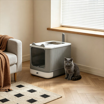 Chic Large Cat Litter Box Pet Toilet Enclosed Drawer Scoop Covered Tray