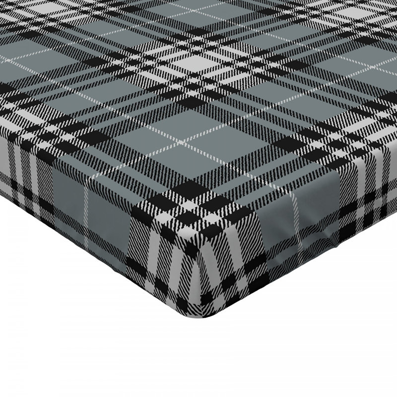 Gray Plaid Twin Brushed Microfiber Fitted Sheet