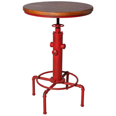 Anguel Pine Round Solid Wood Top Metal Base Dining Table