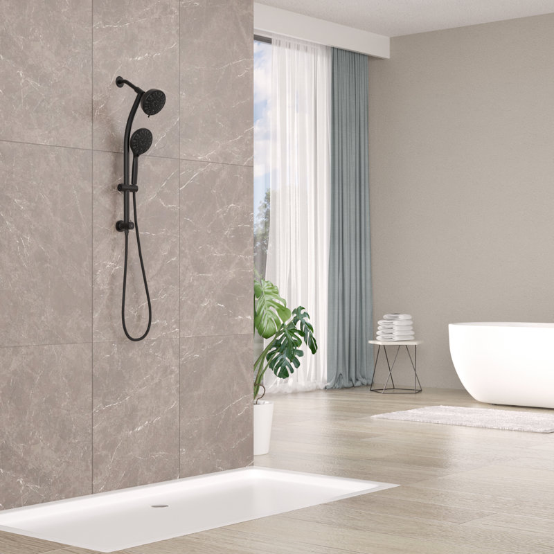Pomme de douche double multi fonctions, Noir mat