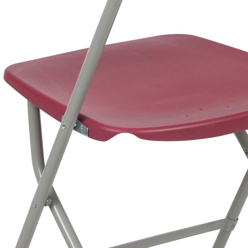 Premium Plastic Folding Chair, Red/Grey