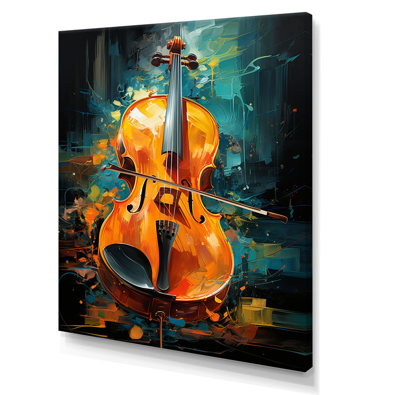 Violon Tribute Jazzed Jade sur toile, Toile tendue, H 32 po x l 16 po x P 1 po