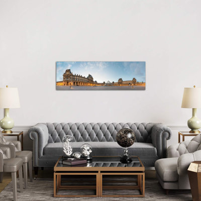 The Louvre Palace And Pyramid, Paris, Ile-de-France, France - No Frame Panoramic Print on Canvas