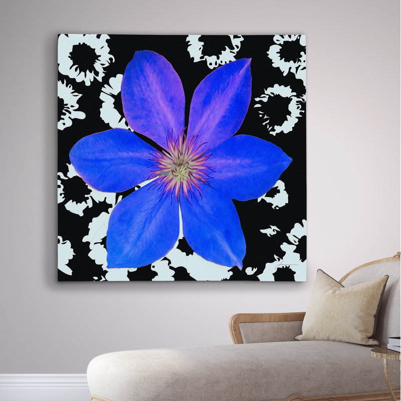 «Black and Bloom III», reproduction de peinture à l'huile, Toile tendue, H 16 po x l 16 po x P 1,5 po