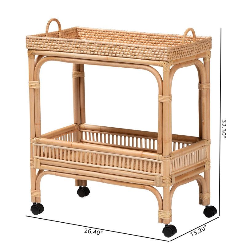 Lombok Modern Bohemian Rattan Wine Cart