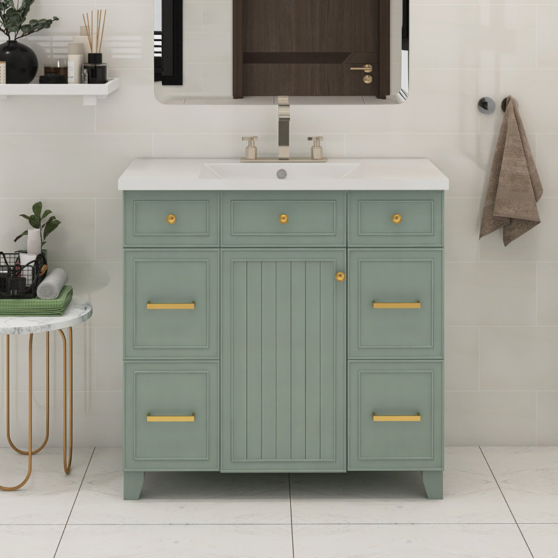 Ensemble de meuble-lavabo simple 36 po Rachella, Vert