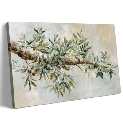  Olive Tree Wall Art Botanical Prints Vintage Rustic Still Life Canvas Wall Decor Elegant Olive Green Painting Neutral Textured Sandstone Artwork Decor for Farmhouse Kitchen Living Room Bedroom, 32x47 inches