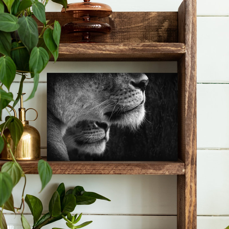 Majestic Lion Profile Serene Contemporary Cat Lion Nature Portrait Wall Art Print 1 Piece Wrapped Canvas Wall Art