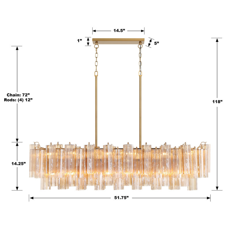 Lustre 14 lumières Quinzio, Laiton vieilli