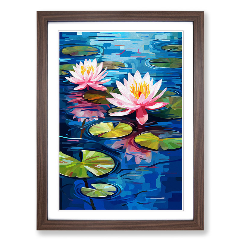 Water Lily Dadaism Art - Framed Print, Walnut Framed, 64cm H x 46cm W