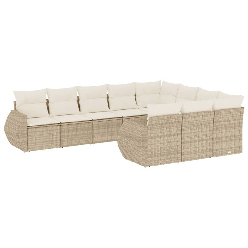 Ensemble de canapé de jardin en rotin PE beige, acier thermolaqué Vidaxl, 100% polyester