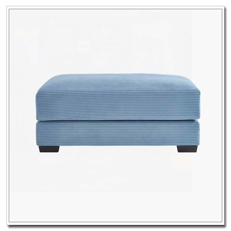 Corduroy Fabric Ottoman, Blue