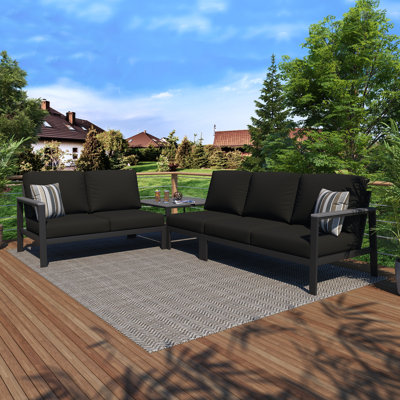 Townsend Outdoor 5 Person Sectional Seating Group With Sunbrella Cushions