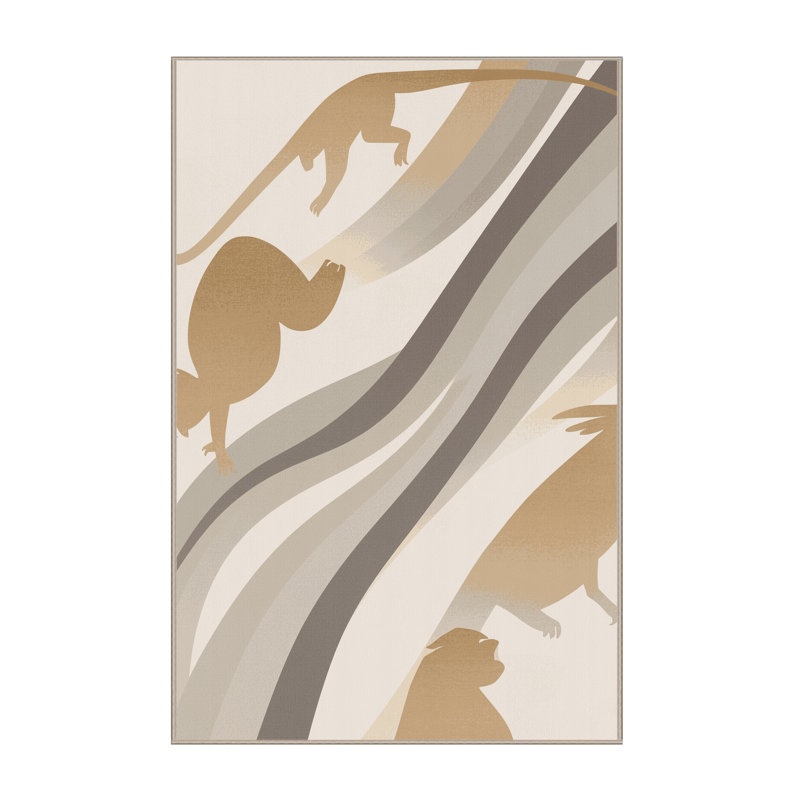 Tapis à motif d'arc moderne et élégant lavable à la machine osckar Tamarin - beige, 6 X 9