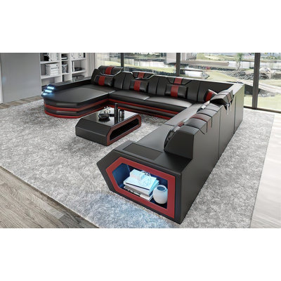 Ambermarie Leather U-Shaped Sectional