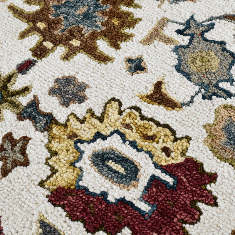 Tapis ivoire traditionnel crocheté à la main Tricity, Rectangle 8 pi x 10 pi