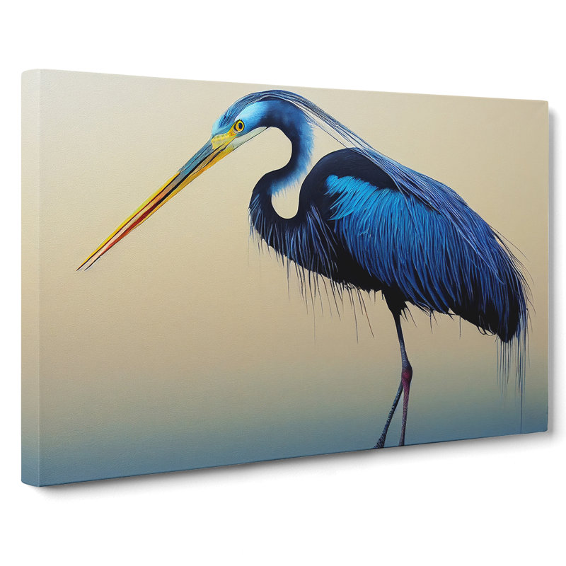 Magnetic Heron Bird - Wrapped Canvas Print