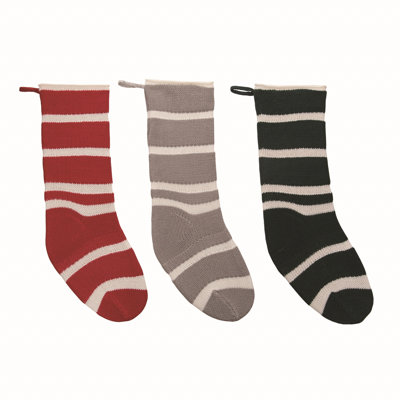 Polyester Multicolor Christmas Plush Striped Stocking Set of 3