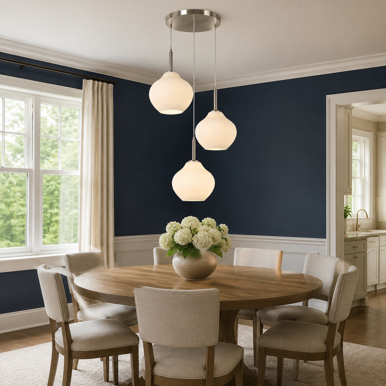 Jonny Dimmable 3-Light Pendant, Silver