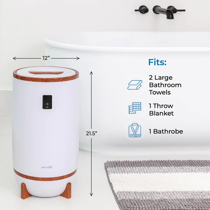 SereneLife Single Touch Towel & Blanket Warmer with Fragrant Disc Holder and LED Ring (Red) , White/Brown