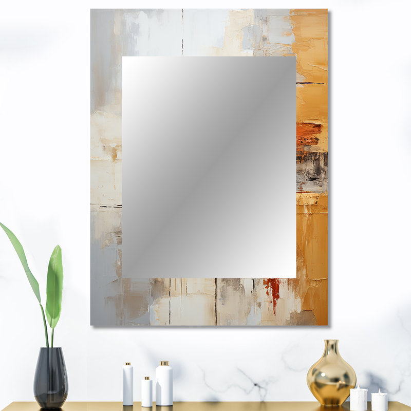 Orange Black Abstract Fractal Impressions - Fractals Mirror, Orange Decorative Wall Mirror, Printed Metal Art, 40" x 30"