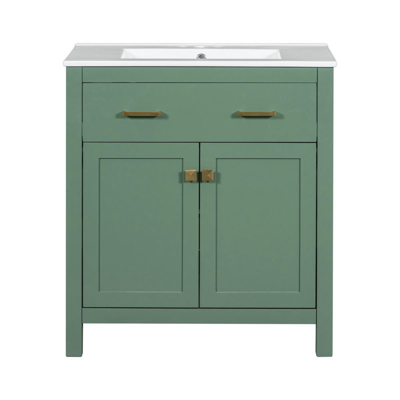 Meuble-lavabo simple 30 po, Vert, Or