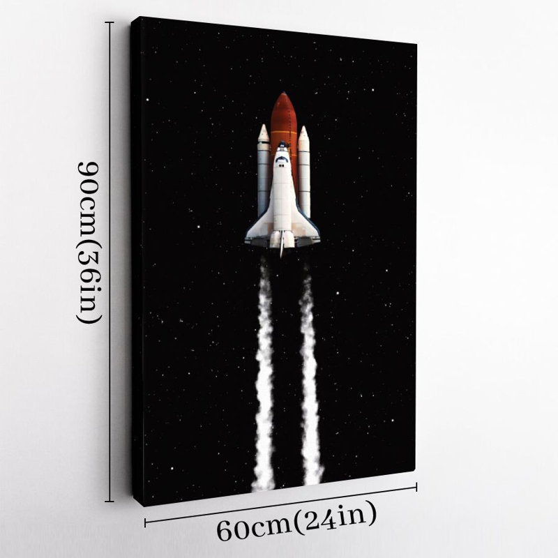 1 pièce, reproduction d'art sur toile encadrée Navette spatiale, Lancement de l'espace, décoration murale réaliste de style science-fiction, parfaite pour la décoration de la chambre salon chambre bureau cuisine salle de bain décoration de la maison, cadeau idéal pour la décoration murale