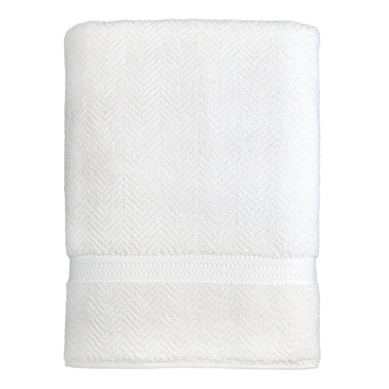 Herringbone Turkish Cotton Plush Bath Sheet, White, Bath Sheet - 1 Pack