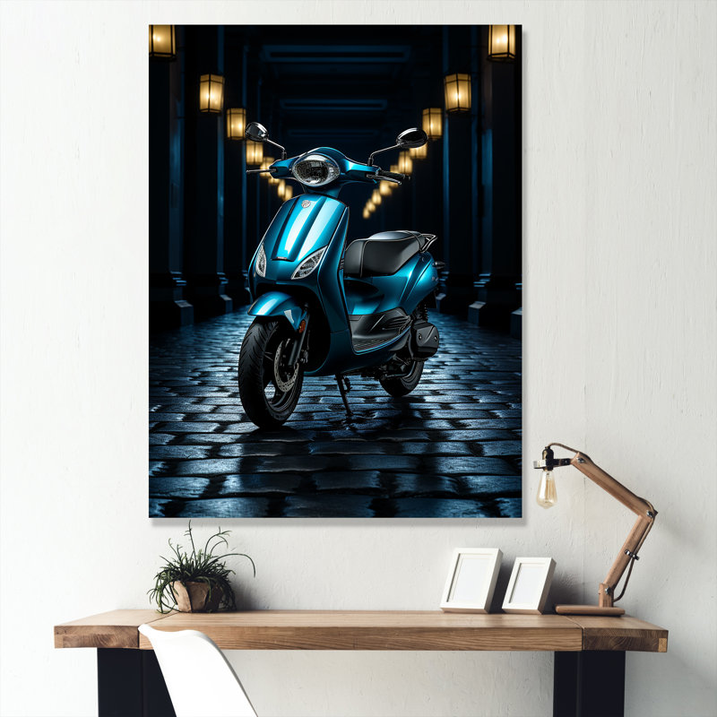 Scooter électrique bleu II, H 20 po x l 12 po x P 1 po, Toile tendue