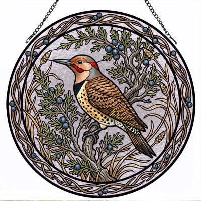 Panneau de vitrail Bird Branch ， 7,8H