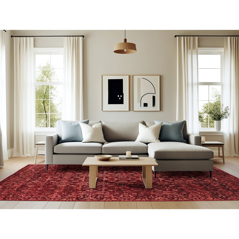 Tapis oriental rouge foncé, Rectangle 6 pi x 9 pi
