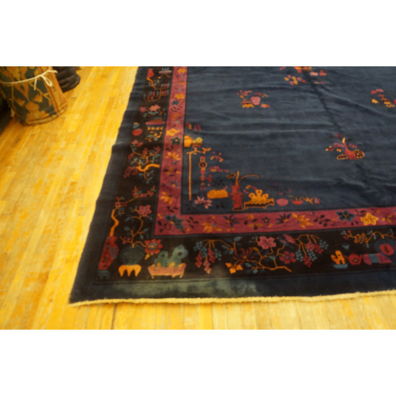 Antique Chinese - Art Deco Room Size Wool - Manchester Blue Rug